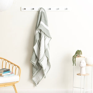 Renee Taylor Throw Vinatge washed Textured Cotton Ray Striped Pistachio
