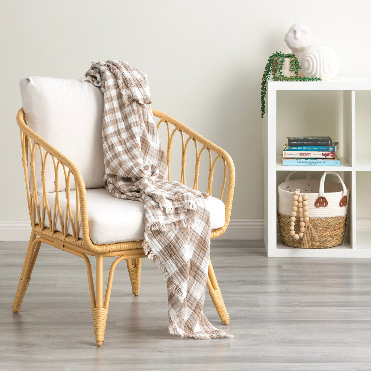 Renee Taylor Throw Vinatge washed Textured Cotton Atlantic Tan