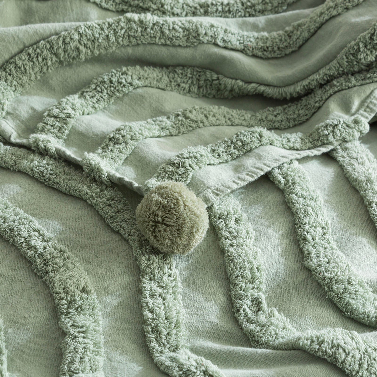 Renee Taylor Wave Cotton Chenille Throw Sage