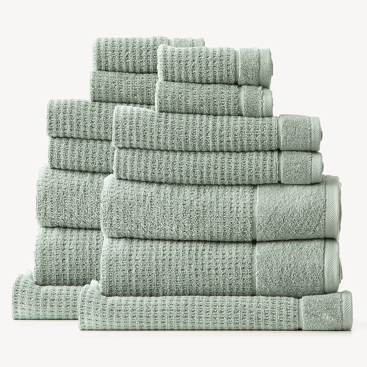Renee Taylor Cambridge Waffle Towel Sets Eucalyptus