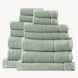 Renee Taylor Cambridge Waffle Towel Sets Eucalyptus