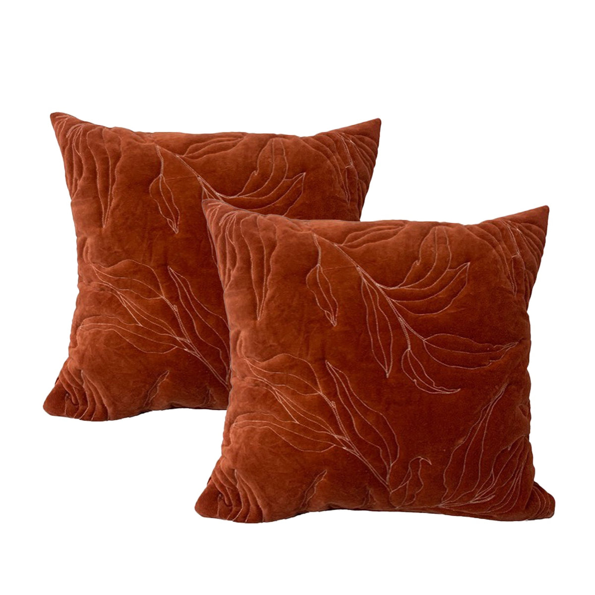 Cloud Linen Sophie Cotton Velvet Cushions Clay 50 x 50 Cms Twin Pack