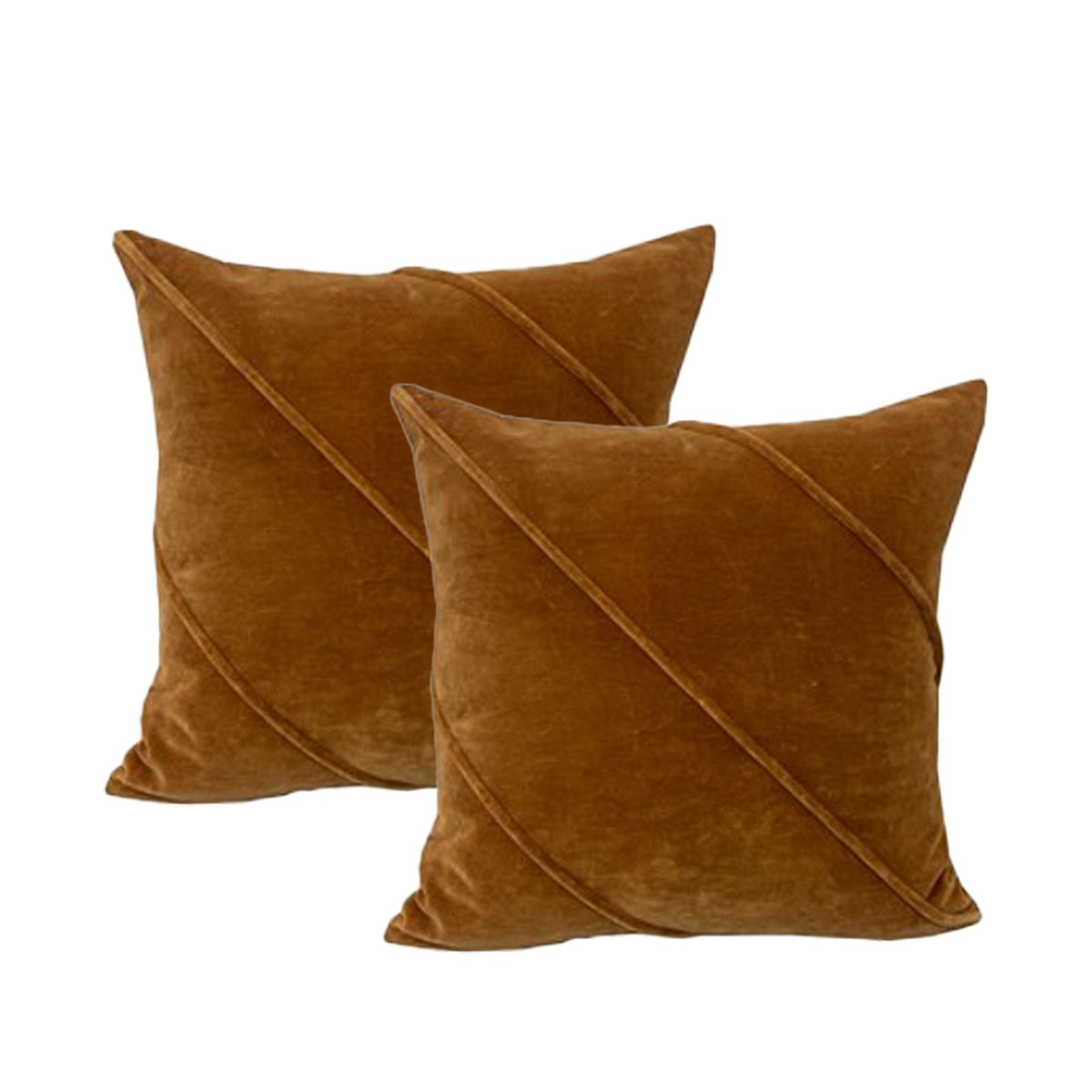 Cloud Linen Trova Cotton Velvet Cushions Wood 50 x 50 Cms Twin Pack