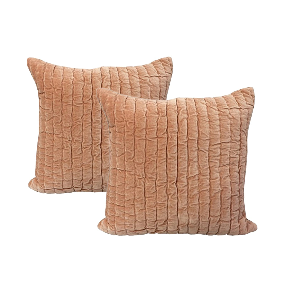 Cloud Linen Minerva Cotton Velvet Embroidered Cushions Blush 50 x 50 Cms Twin Pack