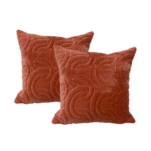 Cloud Linen Roma Cotton Velvet Embroidered Cushions Brick 50 x 50 Cms Twin Pack