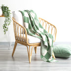 Renee Taylor Throw Checkered Cotton Knitted Newport 130 x 170 cms Juniper