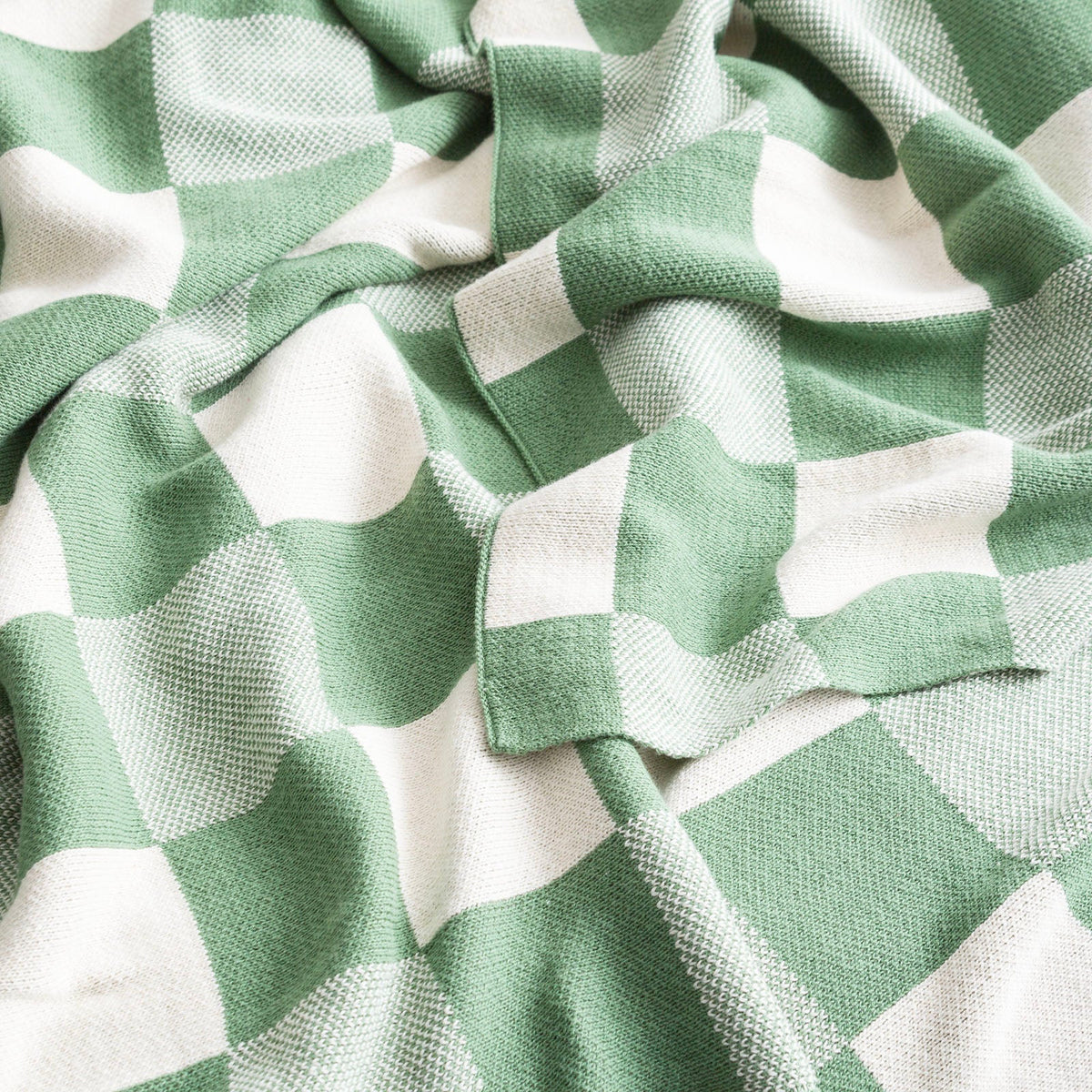 Renee Taylor Throw Checkered Cotton Knitted Newport 130 x 170 cms Juniper