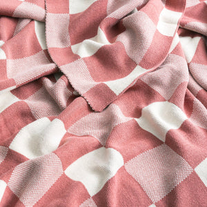 Renee Taylor Throw Checkered Cotton Knitted Newport 130 x 170 cms Rust