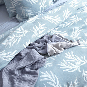 Renee Taylor Native Quilt cover set Cotton Jacquard French Blue