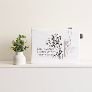 Park Avenue Bamboo Cotton Fitted Sheet & pillowcase Set White