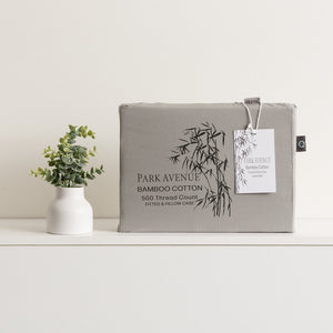 Park Avenue Bamboo Cotton Fitted Sheet & pillowcase Set Charcoal