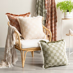 Renee Taylor Noah Checkered Cushion 50 x 50 Cms Terracotta