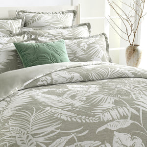 Renee Taylor Palm Tree Jacquard Quilt Cover Set Sage Green