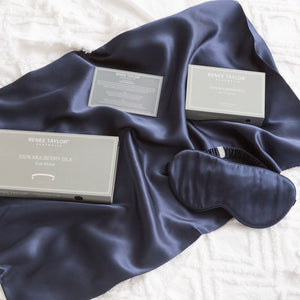 Renee Taylor Silk Eye Mask Navy