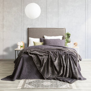 Renee Taylor Plush Velvet Blanket Graphite