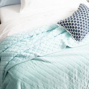 Renee Taylor Heston Sherpa Velvet Blanket Blue