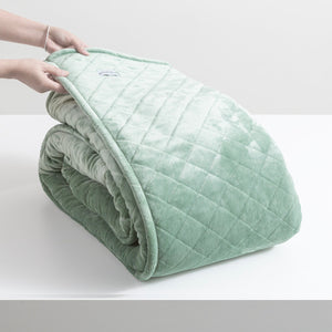 Renee Taylor Heston Sherpa Velvet Blanket Eucalyptus