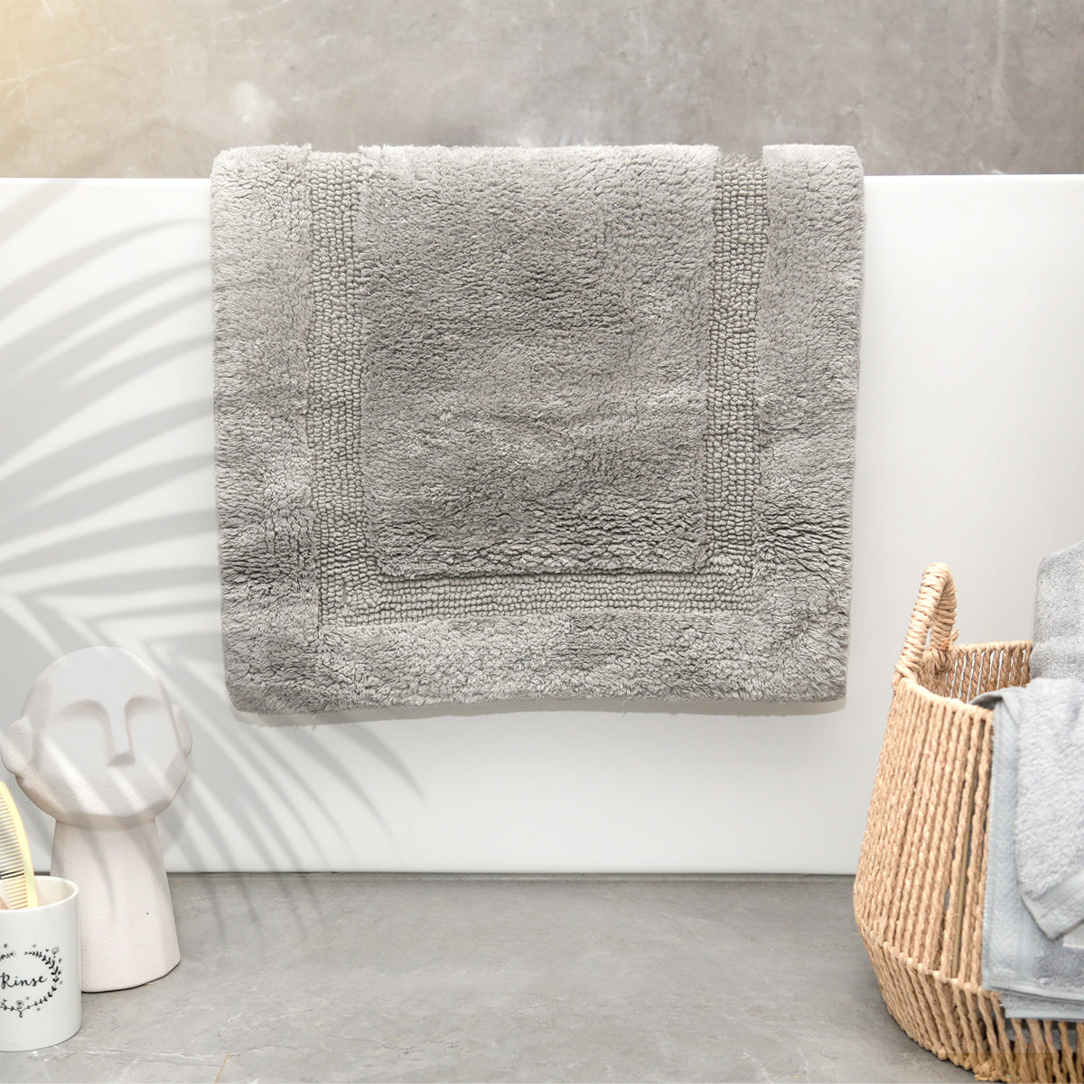 Renee Taylor Bath Mat Soho Cotton Reversible in Granite