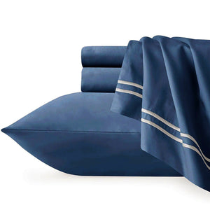 Renee Taylor Strada Egyptian Cotton 1000 Thread Count Sheet Set Indigo