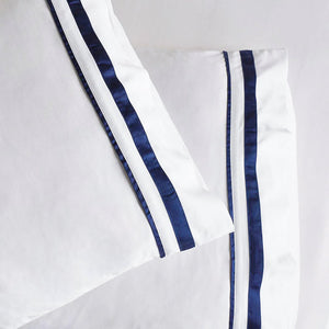 Renee Taylor Cloud Egyptian Cotton 1000 Thread Count Sheet Set White & Navy