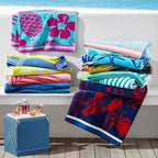 Renee Taylor Bee Velour Beach Towel- Yellow/ White