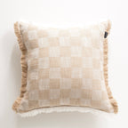 Renee Taylor Noah Checkered Cushion 50 x 50 Cms Nude