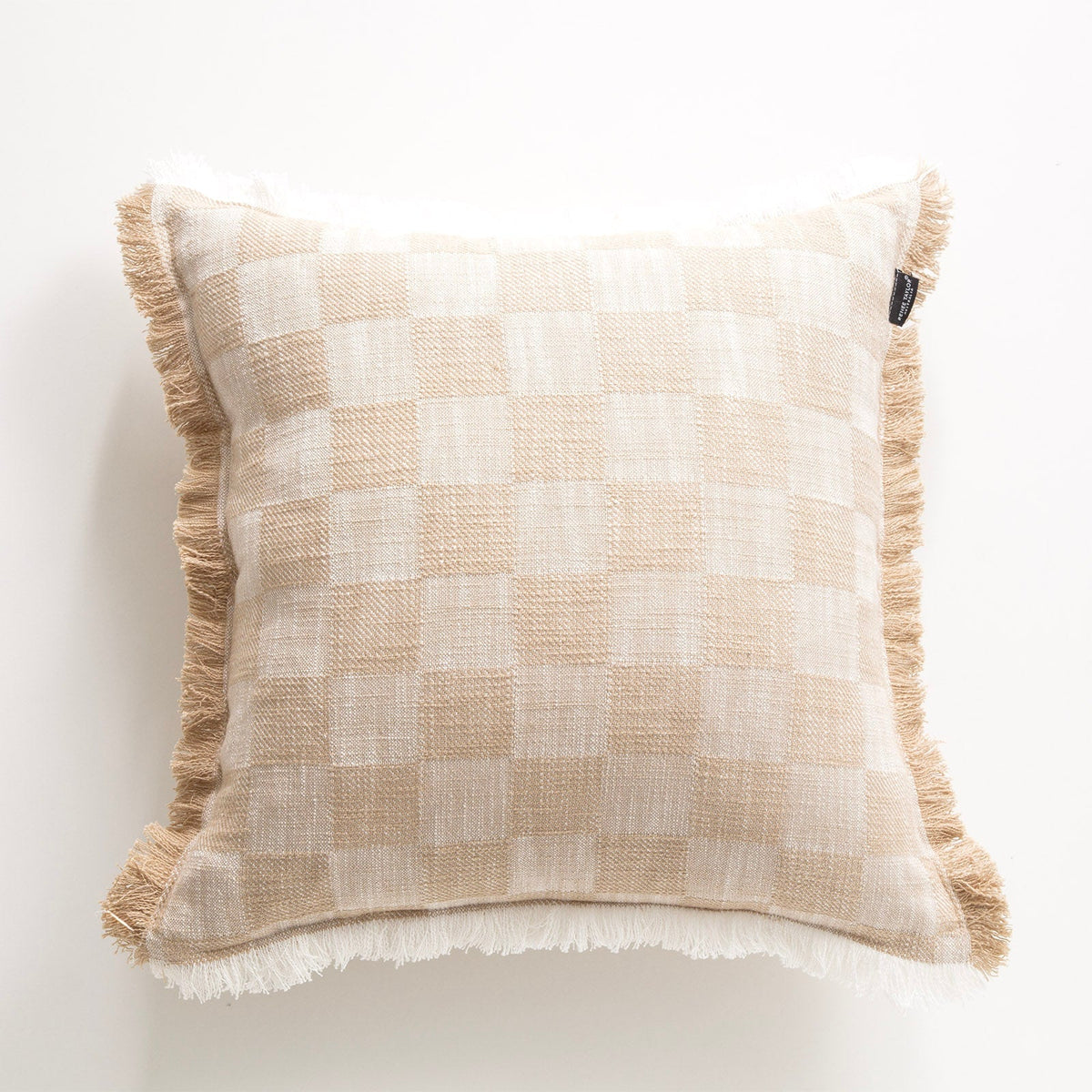 Renee Taylor Noah Checkered Cushion 50 x 50 Cms Nude