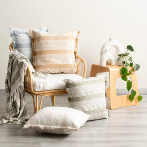 Renee Taylor Kent Stripe Cushion Twin Pack 50 x 50 Cms Ocean