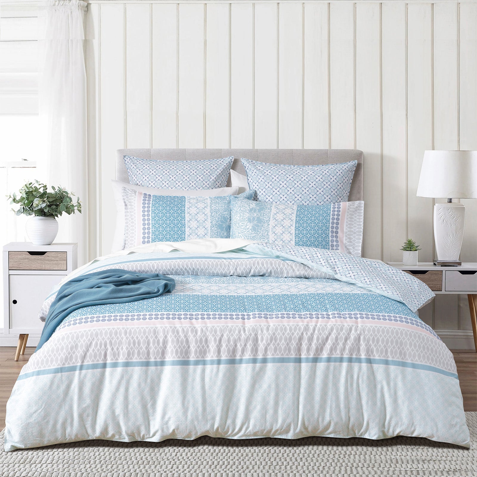 Renee Taylor Margot Quilt Cover Set 300 Thread Count Cotton Reversible