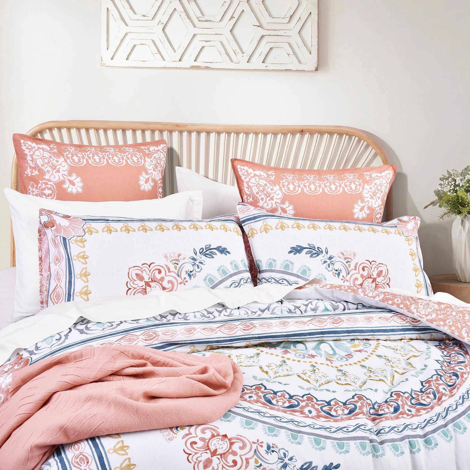 Renee Taylor Kalina Quilt Cover Set 300 Thread Count Cotton Reversible