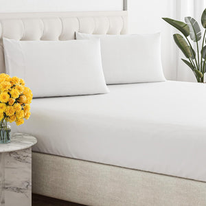 Renee Taylor Organic Cotton Fitted and Pillow case Set White