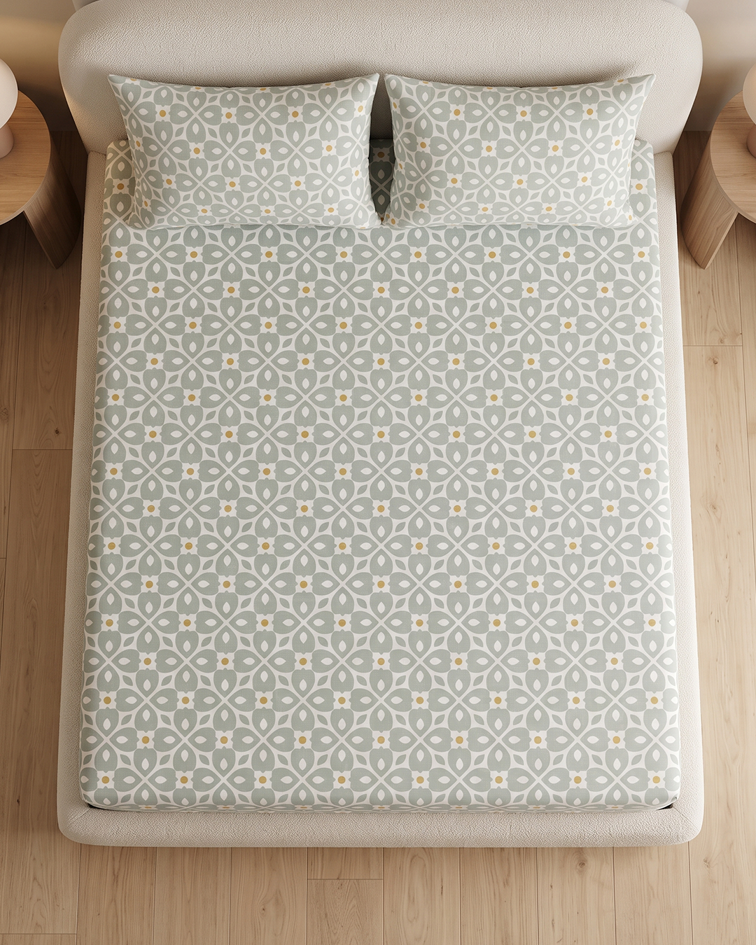 Petite Fluer Cotton Bedding Set – Fitted Sheet + 2 Pillow Covers