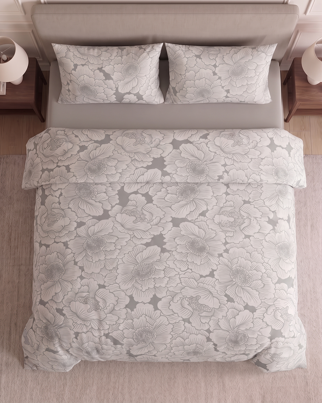 ICF Cotton Bloom Floral Duvet Set – Soft, Breathable, and Beautifully Detailed