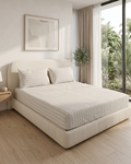 Soft Stripe Cotton Bedding Set – Fitted Sheet + 2 Pillow Covers