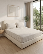 Soft Stripe Cotton Bedding Set – Fitted Sheet + 2 Pillow Covers