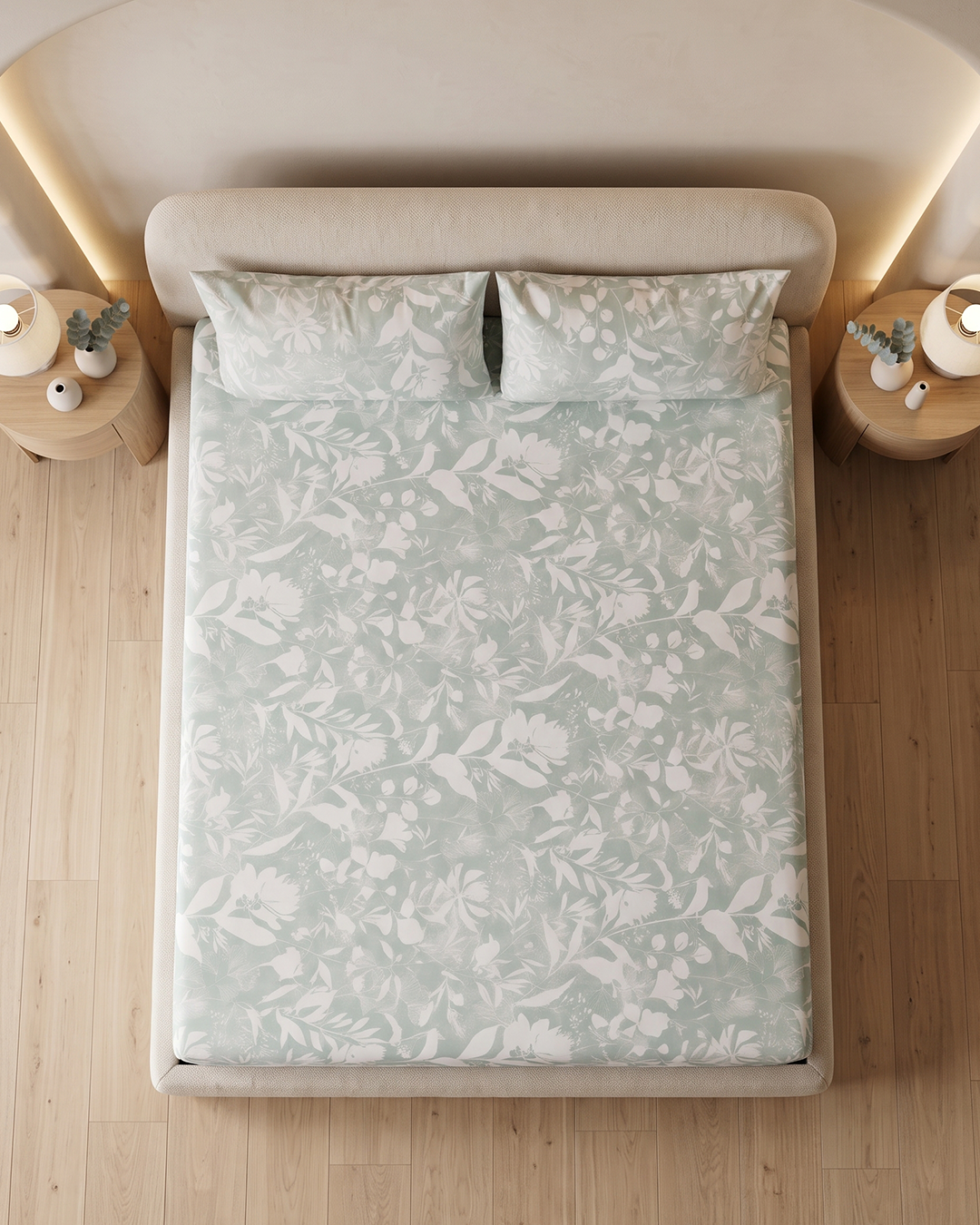 Misty Meadow Cotton Bedding Set – Fitted Sheet + 2 Pillow Covers