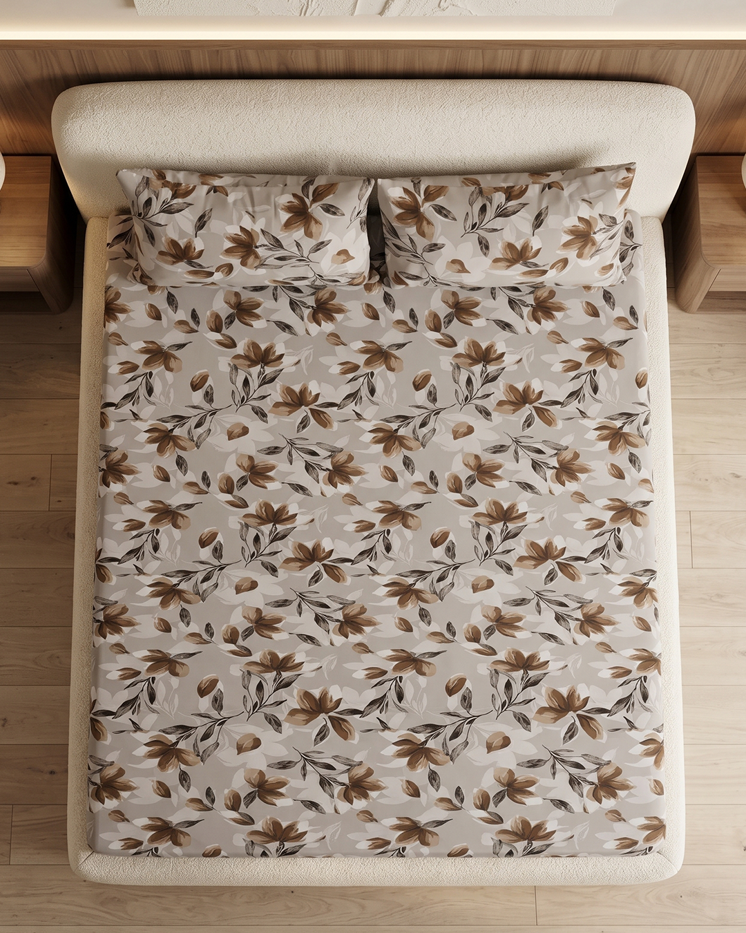 Rustic Magnolia Cotton Bedding Set – Fitted Sheet + 2 Pillow Covers