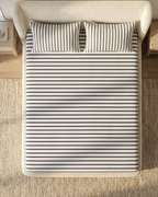 Oxford Stripe Cotton Bedding Set – Fitted Sheet + 2 Pillow Covers