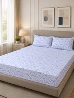Azure Sprig Pure Cotton Fitted Sheet Combo