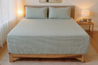Green Fine Stripe Pure Cotton Fitted Sheet Combo