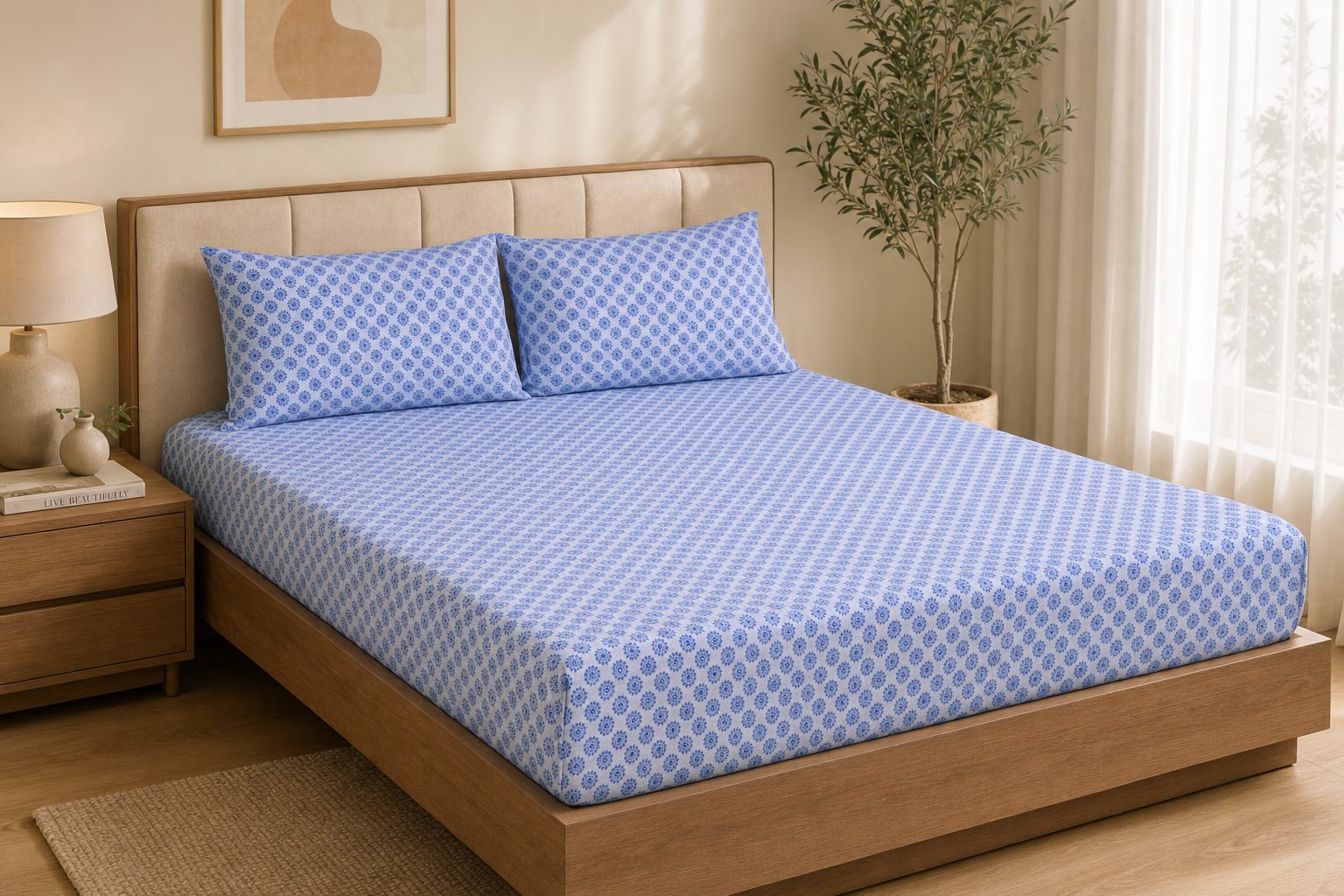 Indi Pure Cotton Fitted Sheet Combo