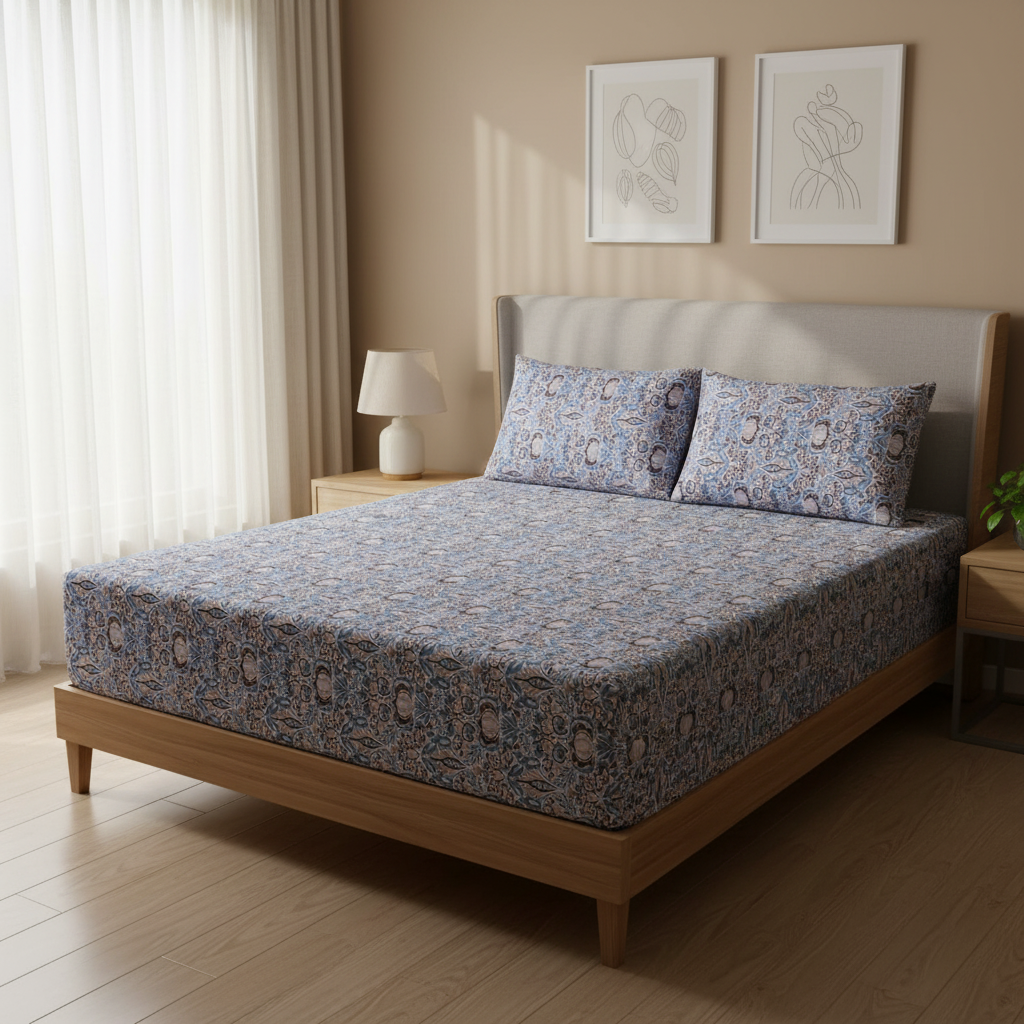 Iris Pure Cotton Fitted Sheet Combo