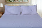 lilac Stripe Pure Cotton Fitted Sheet Combo