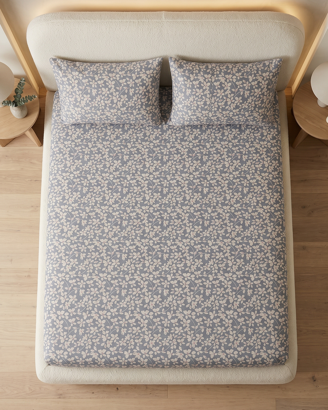 Misty Fleur Cotton Bedding Set – Fitted Sheet + 2 Pillow Covers