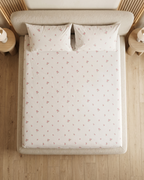 Rosebud Cotton Bedding Set – Fitted Sheet + 2 Pillow Covers
