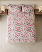 Scarlet Rose Cotton Bedding Set – Fitted Sheet + 2 Pillow Covers