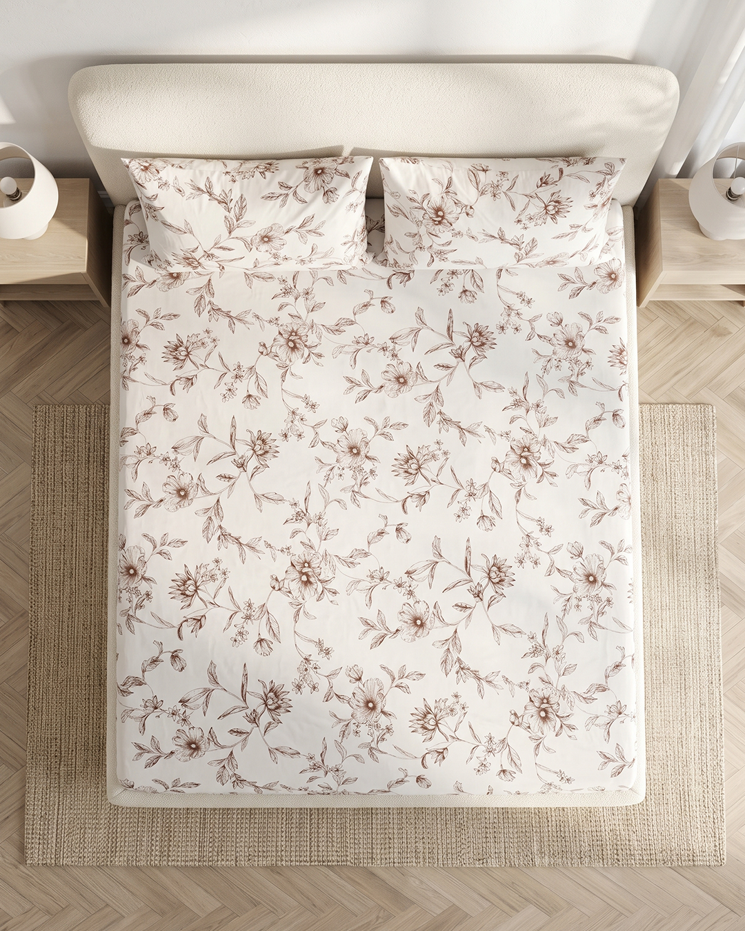 Provence Print Cotton Bedding Set – Fitted Sheet + 2 Pillow Covers