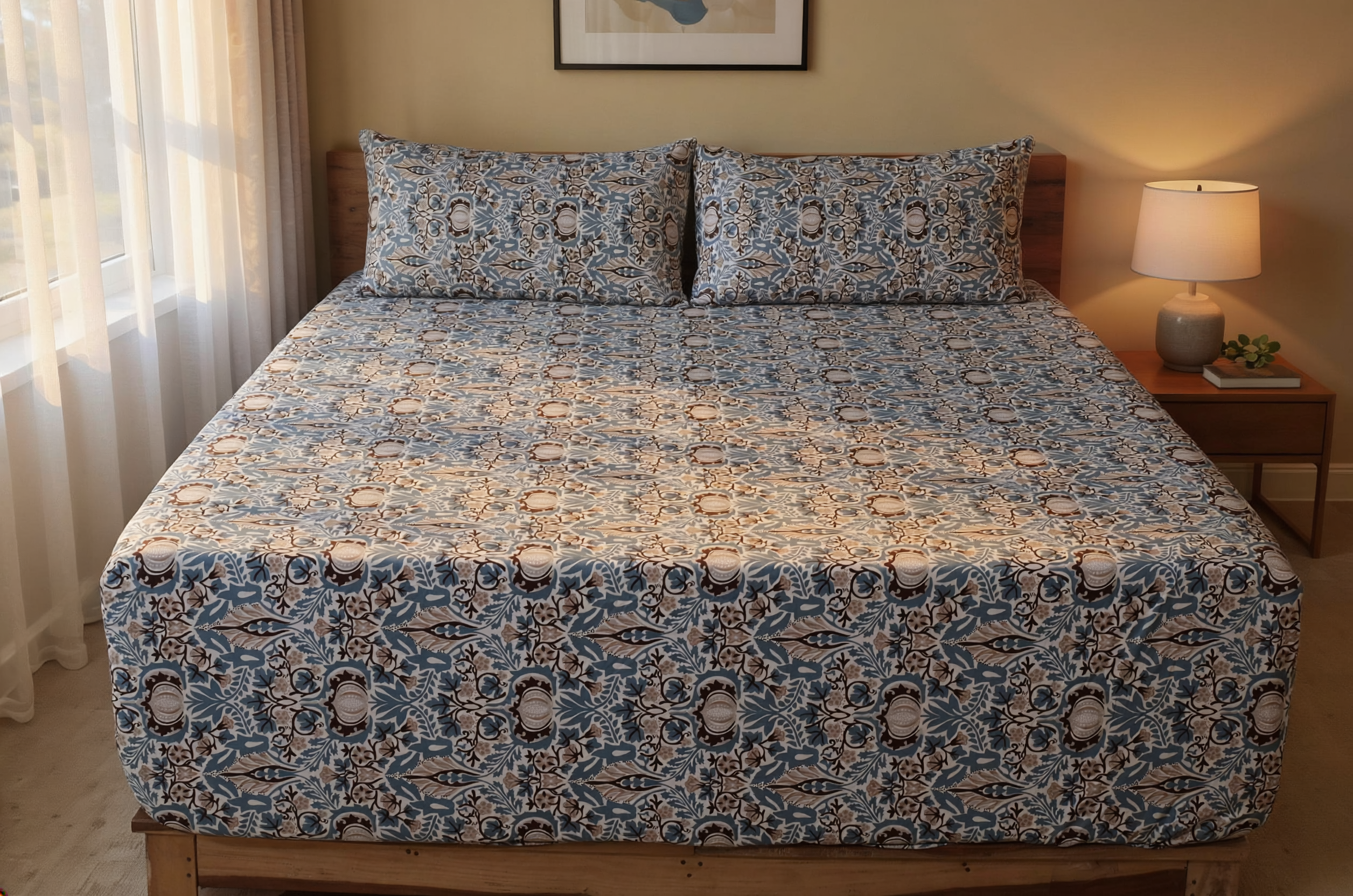 Iris Pure Cotton Fitted Sheet Combo