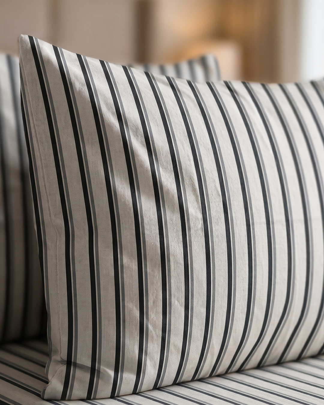 Oxford Stripe Cotton Bedding Set – Fitted Sheet + 2 Pillow Covers