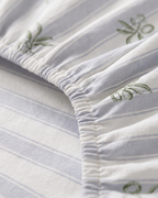 Periwinkle Ribbon Cotton Bedding Set – Fitted Sheet + 2 Pillow Covers